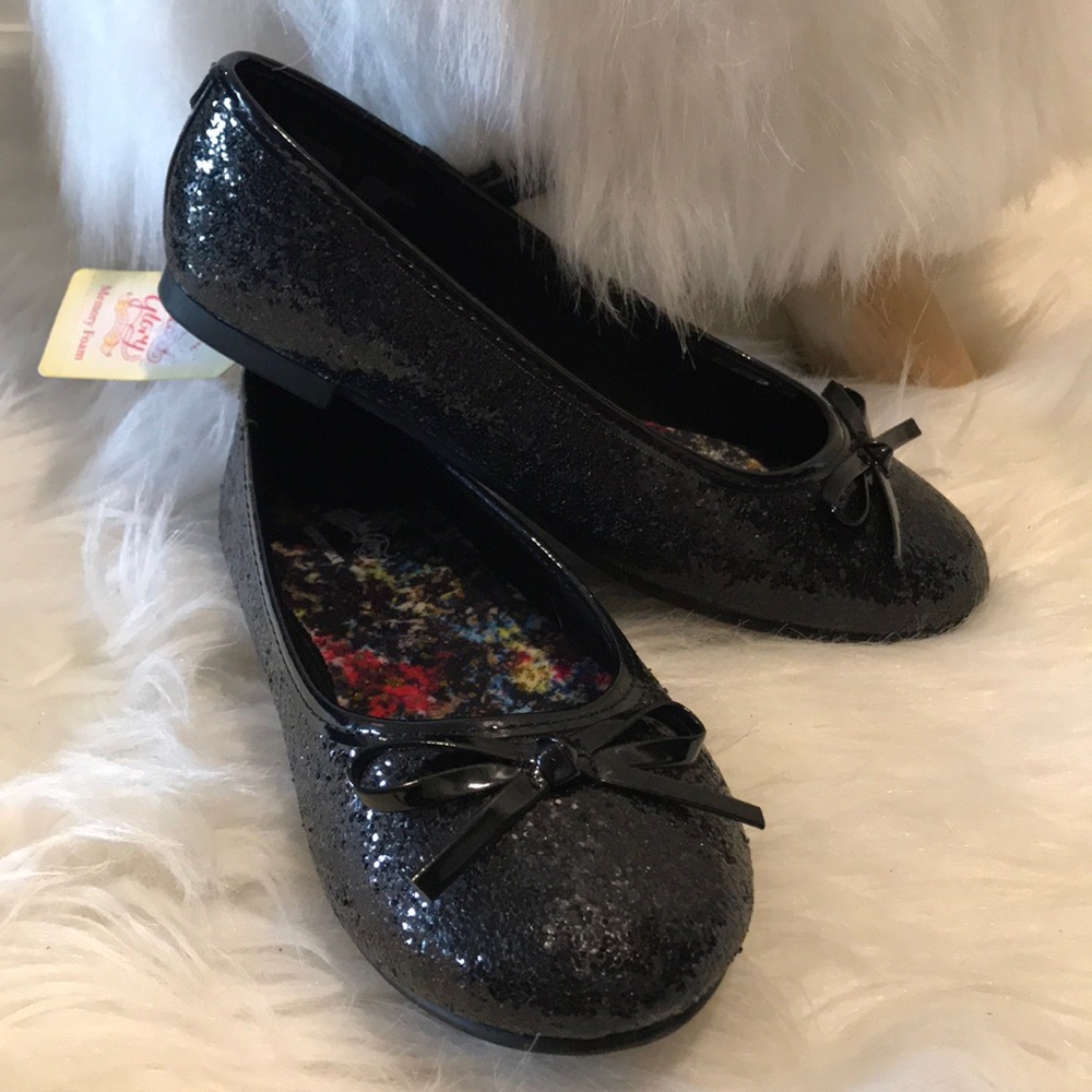 Black glitter girls size 2 Dress flats NEW